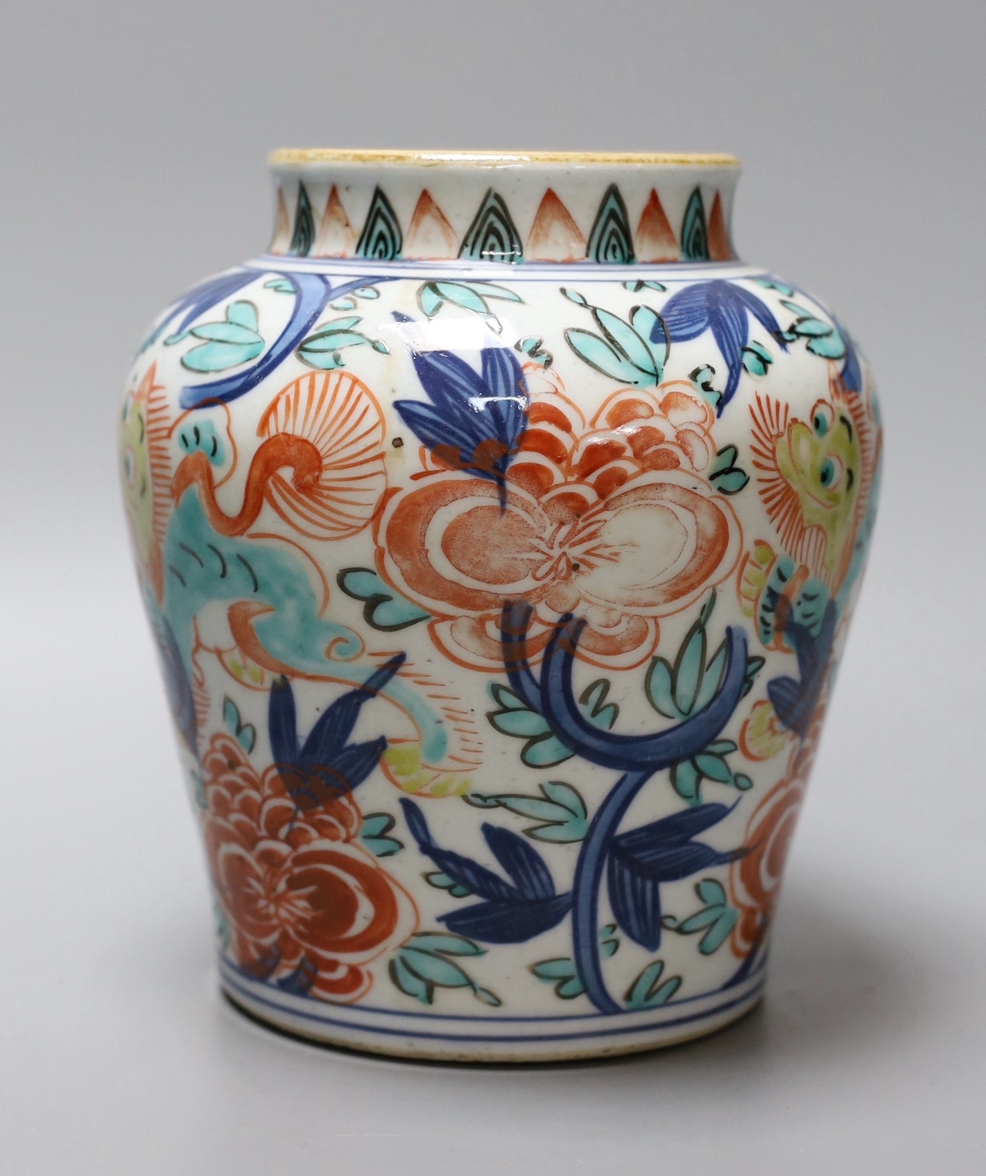 A Chinese famille verte dragon vase, 17.5cm tall